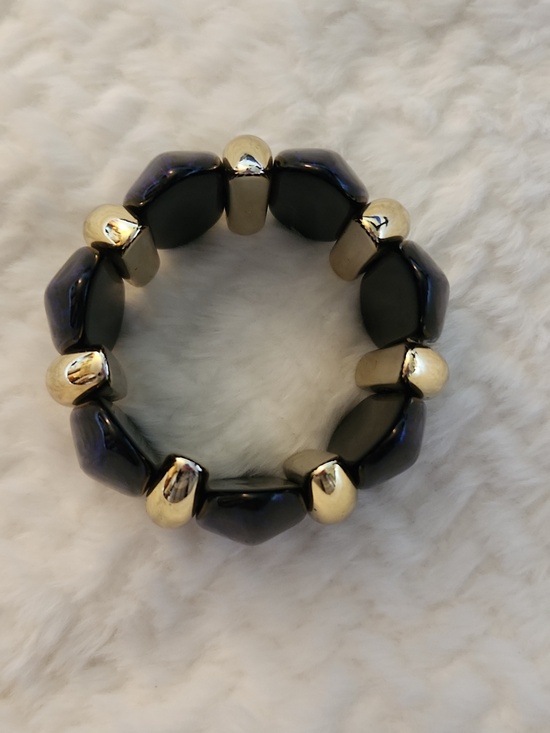 Indigo And Gold Stretch Dome Bracelet - Women's Jewelry - Picture 2 of 5